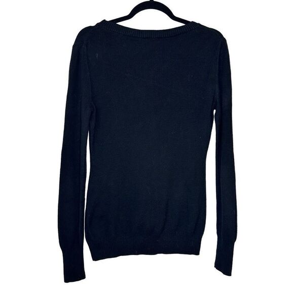 Express Crew Neck Rib-Knit Long Sleeve Pullover Sweater Black Large - Picture 2 of 3